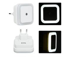 KYG Lámpara Nocturna con Sensor de Luz Activo Luz Quitamiedos para Niños de Bajo Consumo Luz de Noche Ideal para Dormitorio Pasillo Baño Habitación de Bebé Cocina Garaje Set de 4 Lámparas