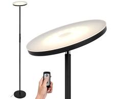 Lámpara LED de pie negro de 20W con mando a distancia, moderna lámpara LED de pie salon regulable con 3 colores de luz (blanco cálido/blanco frío/blanco neutro), perfecto como iluminación de ambiente.