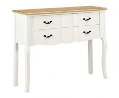 vidaXL Mesa Entrada Consola 2 Cajones Madera Maciza Diseño Clásico Elegante Francés Mesita Auxiliar Recibidor Mueble Aparador Comedor Blanco Marrón