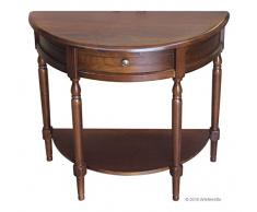Artigiani Veneti Riuniti Mesa Consola Medialuna de Madera Maciza, Mesa de recibidor Medialuna, Consola clásica Hecha por Artesanos, Mueble de recibidor Estilo clásico
