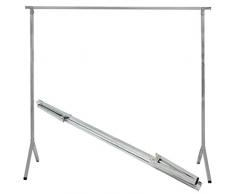 eyepower Perchero de Burro 100% metal | plegable portátil versátil | Barra para colgar prendas 150 cm de largo | plateado