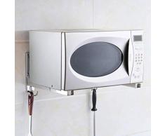 Microondas soporte con ganchos, Mikrowellenh Proyector Microondas Soporte de pared Estante acero inoxidable extensible, Estilo1