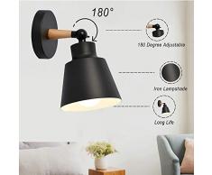 Apliques de pared, lámpara de pared base E27, iluminación de pared moderna para el hogar, bar, sala de estar, cafetería, decoración de restaurantes (negro)