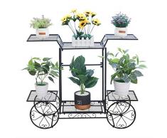 unho Estantería para Macetas de Hierro Soporte de Flores Plantas para Jardín Exterior Interior Estantería Decorativa con 6 Estantes 83 x 22 x 68.5cm
