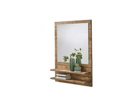 HOGAR24 ES Mueble recibidor para Entrada con Espejo y Dos baldas, Acabado Madera Natural.