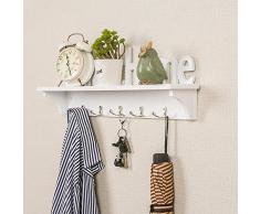 YHDP Perchero De Pared Madera,metálico Perchero Ganchos,Estante De Abrigo De Pared,Multiusos Banqueta Almacenaje,Colgador De Gancho De Casa,para La Ropa Traje Accesorios Gancho Simple A 23.6inch