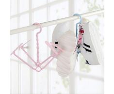 XXHDEE Creativa Pila Colgante Rotatorio Colgante Zapatero Multifuncional De Plástico A Prueba De Viento Rack De Secado Tendedero (Color : Pink)