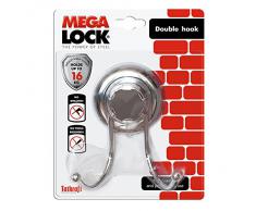 Tatkraft Megalock Gancho Doble Baño Ventosa Acero Cromado 11X7.5X12cm