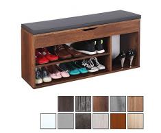 RICOO WM034-EC-A, Banco Zapatero, 104x49x30cm, Armario Interior con Asiento, Organizador Zapatos, Mueble recibidor, Perchero, Madera Roble marrón