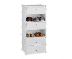 Relaxdays Zapatero Estrecho con Puertas, Blanco, 37x49x107 cm