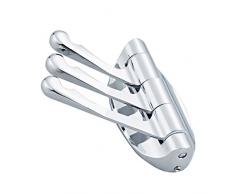 OUNONA - Perchero giratorio plegable de metal macizo resistente con triple gancho para colgar en la pared para baño, cocina, dormitorio – estilo A (plata)
