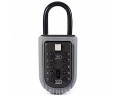 nuzamas Realtor caja de cerradura con llave seguro lockbox botón de 10 dígitos combinación seguro Vault – Portátil al aire libre Stor una clave – Tirador de puerta o valla para pantalla plana