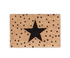 Relaxdays – Star Felpudo, HxWxD: 1,5 x 60 x 40 cm, diseño de, antideslizante, rectangular, fibras de coco, goma, fibra de coco, multicolour, 40 x 60 x 1,5 cm