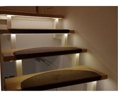 LED Escaleras Iluminación para interiores, Blanco Frío), para 1 hasta 15 Escaleras por 1 metro + 0,5 m conector | opcional con regulador