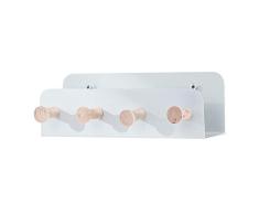 YHDP Metálico Perchero De Pared,4 Ganchos De Tapa Montado En La Pared Colgador,Sala La Entrada,Multiusos Banqueta Almacenaje,Colgador De Gancho De Casa Blanco 8.7inch