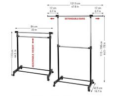 Tatkraft Saturn Perchero de Ropa con Ruedas 84-121.5X42.5X113-198 cm Acero Cromado