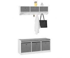 SoBuy Mueble recibidor Zapatero con Perchero,Gris+Blanco, FSR65-DG+FRG282-W,ES (Zapatero+Perchero)