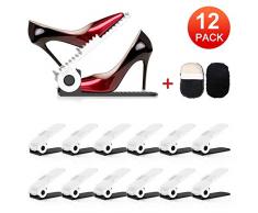 Soporte de Calzado, Organizadores de Zapatos, Soporte Ajustable de Zapatos, de PP Durable, para Ahorro de Espacio, Ayudante de Almacenamiento de Zapatos, de 4 Niveles Ajustable de Altura (12 Pcs)