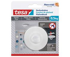 Tesa 77781 - Ganchos para el techo para papel pintado y adhesivos de yeso, ideales para la fijación de objetos decorativos (resisten hasta 0,5 kg/gancho sin dejar rastro, despegable), color blanco