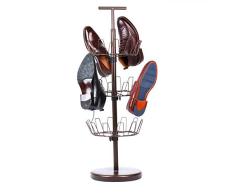 AOLI Zapatero Rotatorio zapato ajustable de almacenamiento de zapatos Organizador para un máximo de 18 pares de zapatos, Brown 10.8 * 36.8Inches