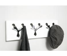 Kare Guardarropa White Perchero de Pared Spoon Blanco tre, 18 x 2.9 x 60 cm, Hierro, Zinc