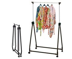 Greenfields Perchero Plegable de Altura Ajustable Cromado, portátil, para Ropa, Vestido, Abrigos, Chaquetas, Perchero de Almacenamiento con Ruedas