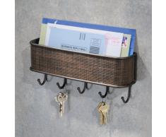 Interdesign 95870EU Twillo - Colgador de llaves con cesta para correo (fijación en pared), color bronce