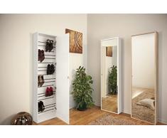 InHouse srls Zapatero Moderno en Madera 1 Puerta con Espejo, Blanco Lacado, 49x25 178H