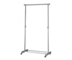 Premier Housewares - Perchero de Barra con Estante para Zapatos y Ruedas, Color Cromo y Gris