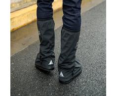 Lluvia Zapatos Covers – yopindo impermeable antideslizante reutilizables cremalleras mujeres hombres ciclismo tormenta nieve motocicleta bicicleta funda para lluvia Gear alta botas de lluvia de jardín soporte de zapatos, negro