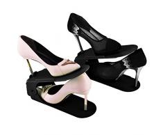 WCOCOW Organizador de Las Ranuras del Zapato, Zapatos de Rack Plástico Soporte del Estante del Zapato del sostenedor del ahorrador de Espacio,8pcs y Caja de 1pcs Almacenaje (Negro)