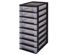 Sin cajones ruedas de plástico, cajones con 8 cajones, contenedores Negro, 8 Dresser Cajones, Armedietto Sin ruedas, plástico Armario, cajones de almacenamiento - Och-2080