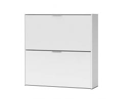 Habitdesign 007873O - Zapatero 2 Puertas, Mueble Zapatero Estrecho Acabado en Color Blanco, Medidas: 76 x 75 x 22 cm de Fondo