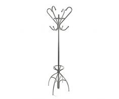 Versa 19840192 Perchero de pie Plateado 174x38,5x38,5 cm, Metal, 8 colgadores