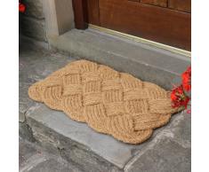 JVL 45 x 75 cm Fibra de Coco Natural Hecha a Mano Interior y Exterior Alfombrilla de diseño con Nudo Cuerda para Puerta, marrón