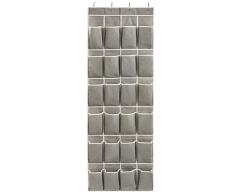 EZOWare 24 Bolsillos Organizador de Zapatos Colgante, Almacenamiento Multiuso para Colgar en Puertas de Habitación - Gris