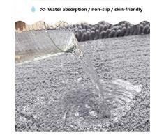 Fansu Alfombra Estera de Cocina Tapete Chenilla Decorativo Dormitorio Sala Piso Moqueta Mats Felpudos Pad para Habitación, Algodón Interior Cojín Antideslizante (40 * 60cm,Gris)