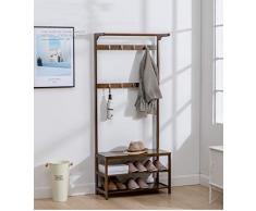 WYQSZ Estante de Ropa Simple de bambú, Perchero de Estante de Ropa de Piso de bambú, Banco de Zapatos de combinación Sala de Estar Estante de Ropa Gabinete de Pasillo (Color : A, Size : 50 * 170cm)