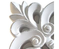 -Espejo Fabricado en España y Decorado a Mano- Medida Exterior 88x178 cm, Medida de Espejo 48x138 cm. Espejo Decorativo de Pared Modelo Goya Color Blanco decapé