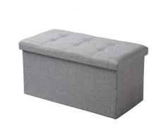 WOLTU Asiento Taburete con Espacio Asiento Banco Plegable Baúles Caja, Tapa Desmontable, Asiento Acolchado de Lino, 76 x 37,5 x 38 cm, Gris Claro, sh10hgr de 1