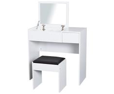 HOMCOM Tocador Mesa para Maquillaje con Taburete Espejo Tapa Abatible 3 Cajas y 1 Cajón de Almacenaje Tocador Moderno Madera