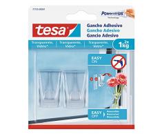 TESA 77735-00001-00 77735-00001-00-Smart Mounting System Removíbles Transparentes-SMS 2 Ganchos AdhesivosDeco Transp hasta 0,2Kg, Not_applicable, Set de 2 Piezas