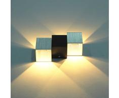 Louvra Apliques de Pared Lámpara de Pared en Moda de Puro Aluminio 2 LED 6W, Iluminación de Pasillo, Entrada, Dormitorio, Decoración Hogar, Blanco Cálido