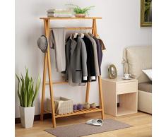 MUZIDP Perchero de Ropa Multiuso,Madera Soportes de pie Organizador Multifuncional Organizador de Almacenamiento con Ganchos Soporte de Banco del Zapato de almacenaje-B 100x43x145cm(39x17x57inch)