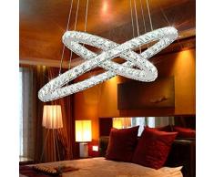 Candelabros tenlion Cristal LED Lámpara colgante Lámpara de techo bombillas con dos anillos ovalados 40 * 60 cm Luz Natural para un comedor Salón Dormitorio Cuarto de trabajo etc. 54.00W 220.00V