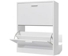 vidaXL Zapatero de Madera Blanco con 2 Compartimentos