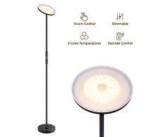 Albrillo LED Lámpara de Pie - Lámpara Táctil de Hierro 20W con Control Remoto, 3 Temperaturas de Color, Regulable sin Escalonamientos, Bajo Consumo, Lámpara Moderna para Salón, Dormitorio y Oficina