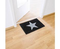 Relaxdays â Felpudo con una Estrella Impresa para la Entrada de su hogar Hecho de Fibras de Coco y PVC con Medidas 40 x 60 cm Antideslizante Elemento Decorativo, Color Negro