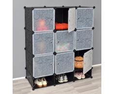 TS Ideen 5159 Closet Habitaciones completas para los zapatos, la vanidad de baño, armario de dormitorio, Negro / Blanco Transparente