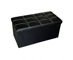 Rebecca Mobili Puff contenedor reposapiés Negro, Asiento Silla Blanca, Muebles Moderno, hogar salón Living- Medidas: 30 x 30 x 30 cm (AxANxF) - Art. RE4621